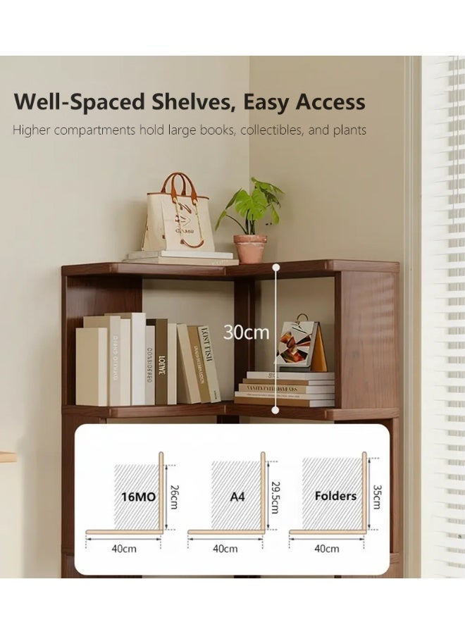 WALALLA Multifunctional Solid Wood Storage Shelf Corner Cabinet, Home Wall Corner Bookcase, Easy-to-Install Multi-Layer Corner Organizer for Living Room, Bedroom, Study, Office Supplies Rack, Utility Racks - Image 5